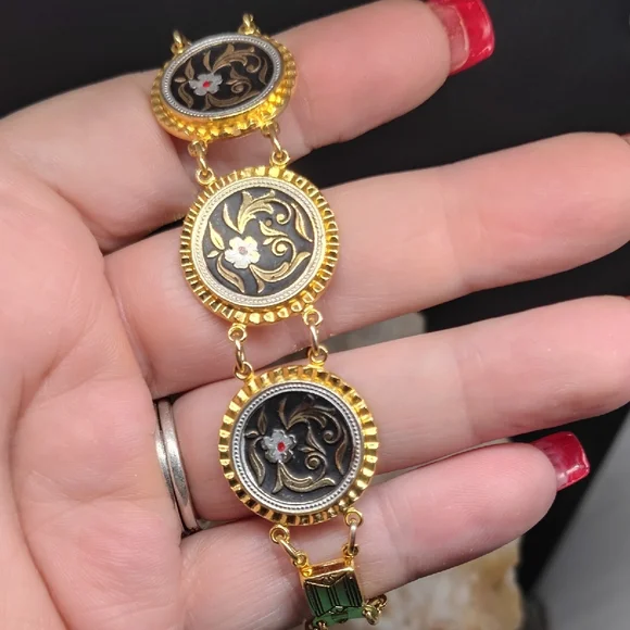 Vintage Toledo Damascene Link Bracelet - Picture 3 of 8